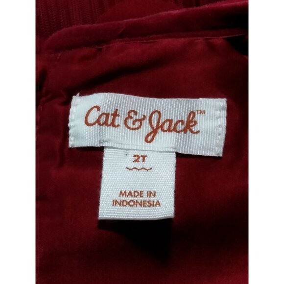 Cat & Jack Size 2T Dress With Pleated Skirt Red Sleeveless Scalloped Bodice - Picture 7 of 9